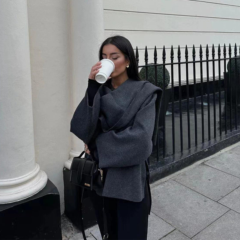 Oversized wollen jas met knoopsluiting en luxe voering