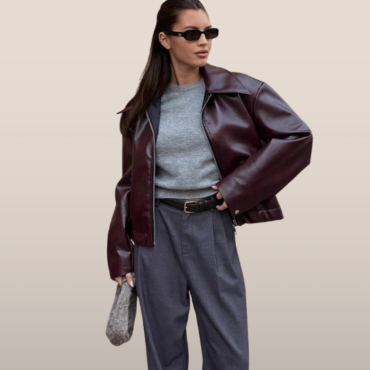 VARESSA | Boxy leren jas – Tijdloze statement outerwear