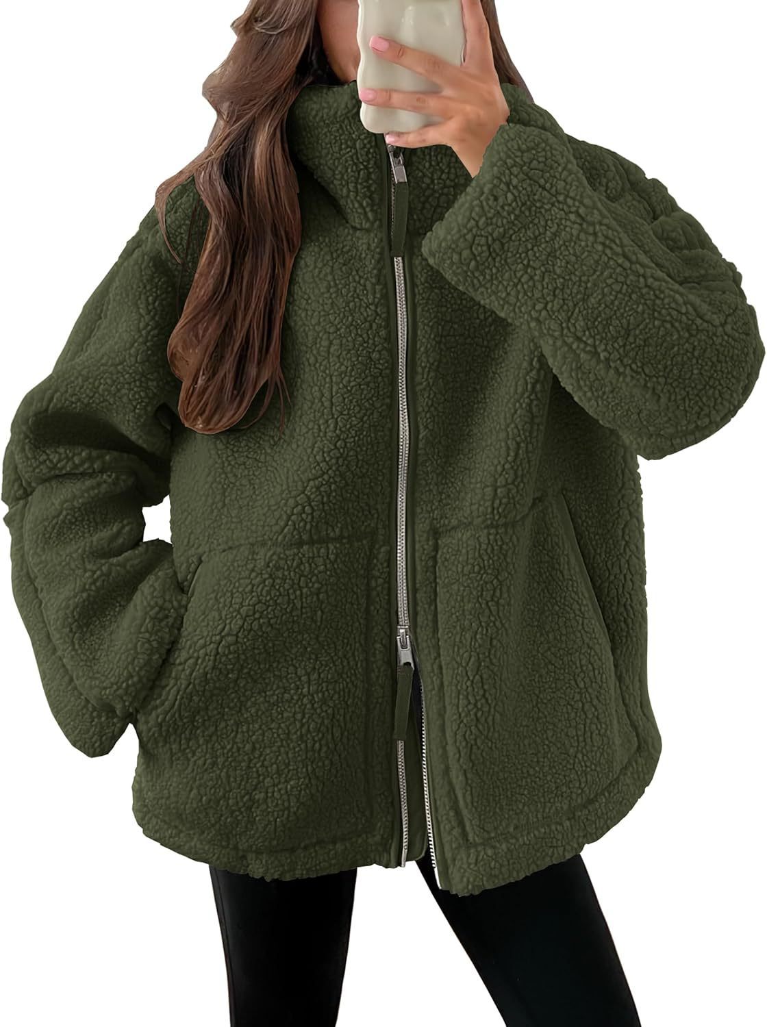 Oversized dames fleece jas | Warme en zachte winterjas van wolblend