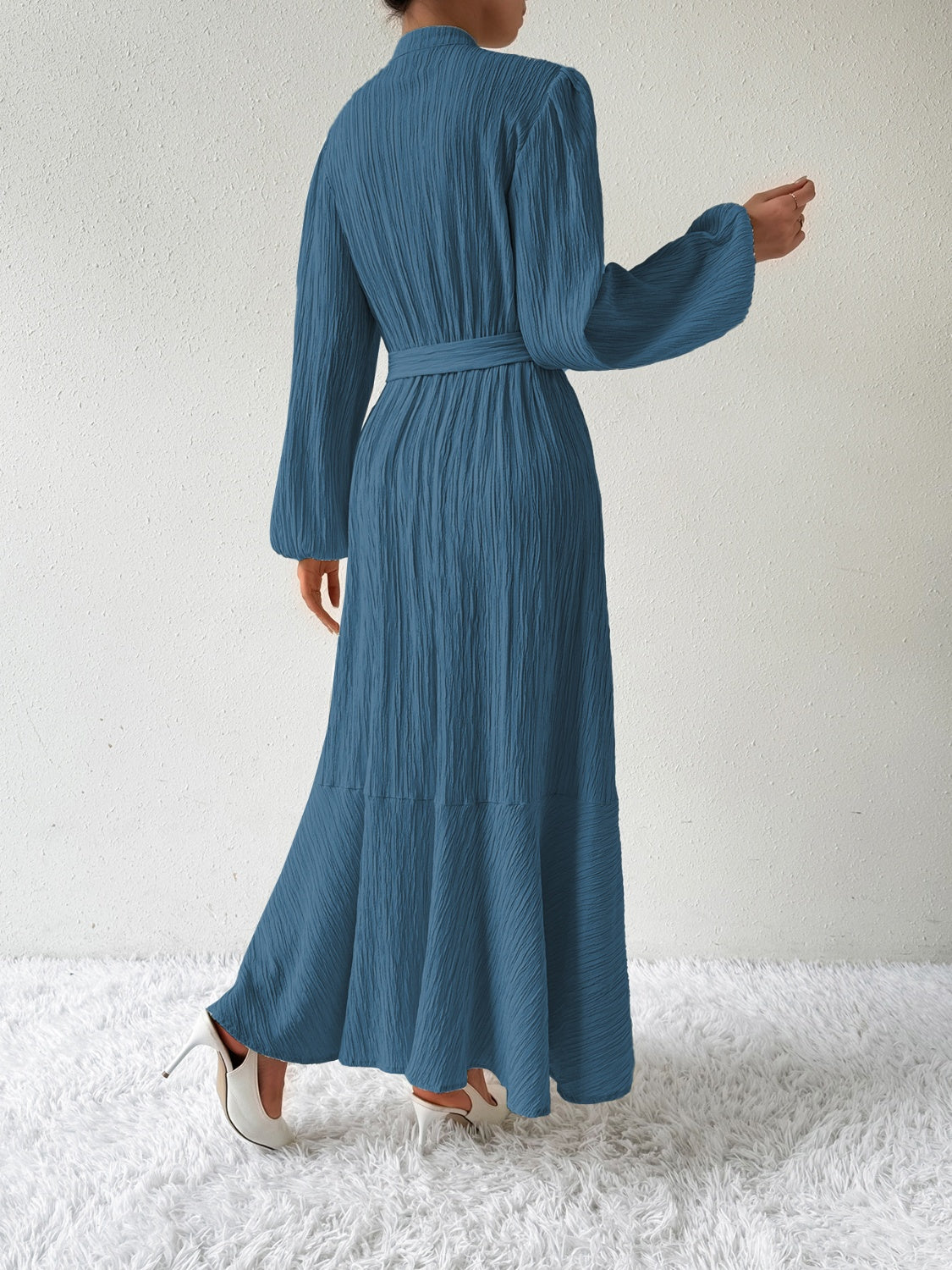 MAUREEN | Jurk met Lange Mouwen en Tailleaccent