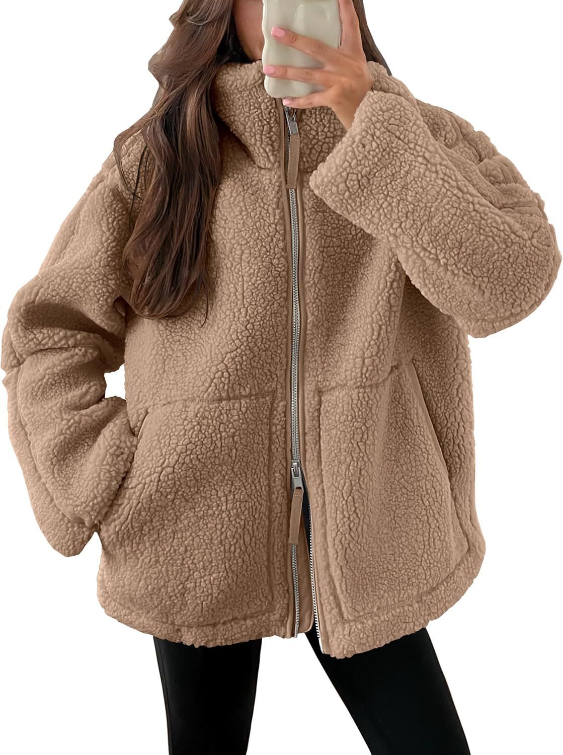 Oversized dames fleece jas | Warme en zachte winterjas van wolblend