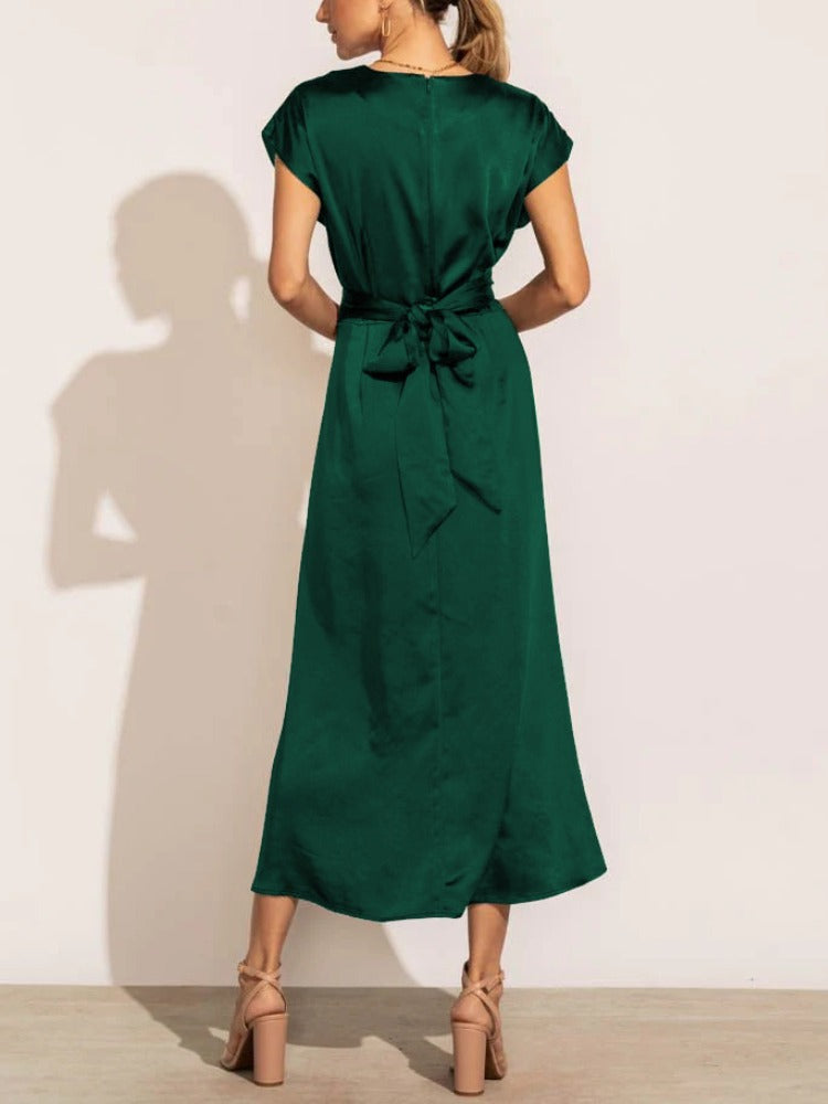 Elaria | Elegante Midi Avondjurk met Gelaagde Mouwen