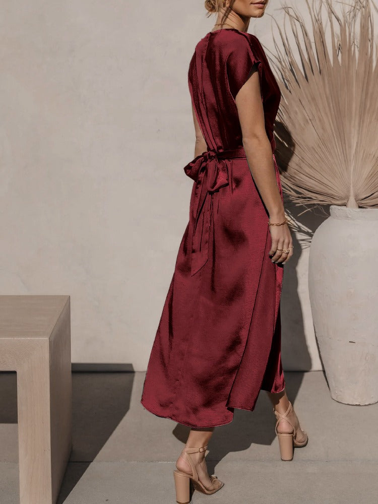 Elaria | Elegante Midi Avondjurk met Gelaagde Mouwen