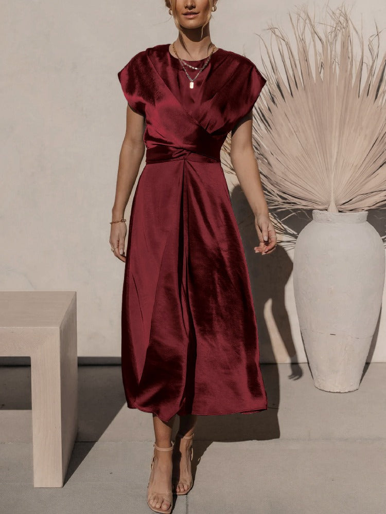 Elaria | Elegante Midi Avondjurk met Gelaagde Mouwen