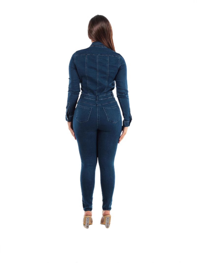 MADELEINE | Donkergrijze Denim Jumpsuit met Ceintuur