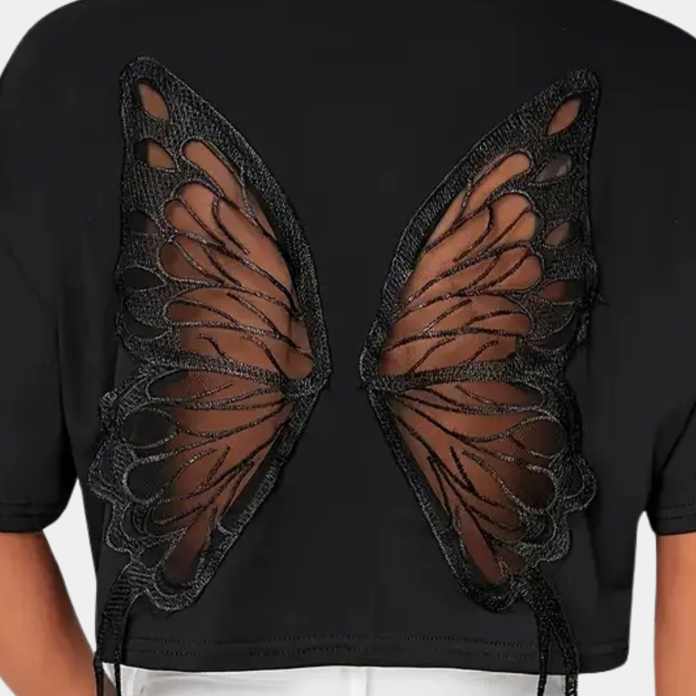 NAYLA | Cropped T-Shirt met Vlinderprint
