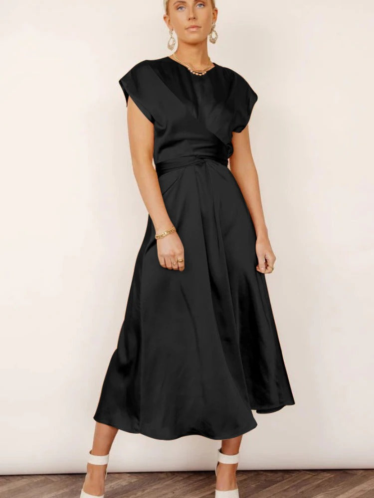 Elaria | Elegante Midi Avondjurk met Gelaagde Mouwen