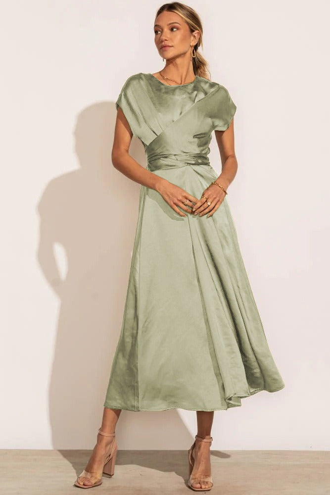 Elaria | Elegante Midi Avondjurk met Gelaagde Mouwen