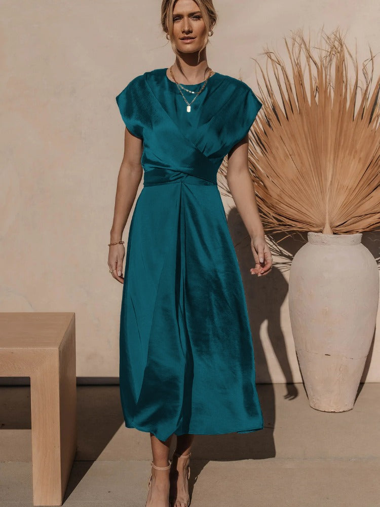 Elaria | Elegante Midi Avondjurk met Gelaagde Mouwen