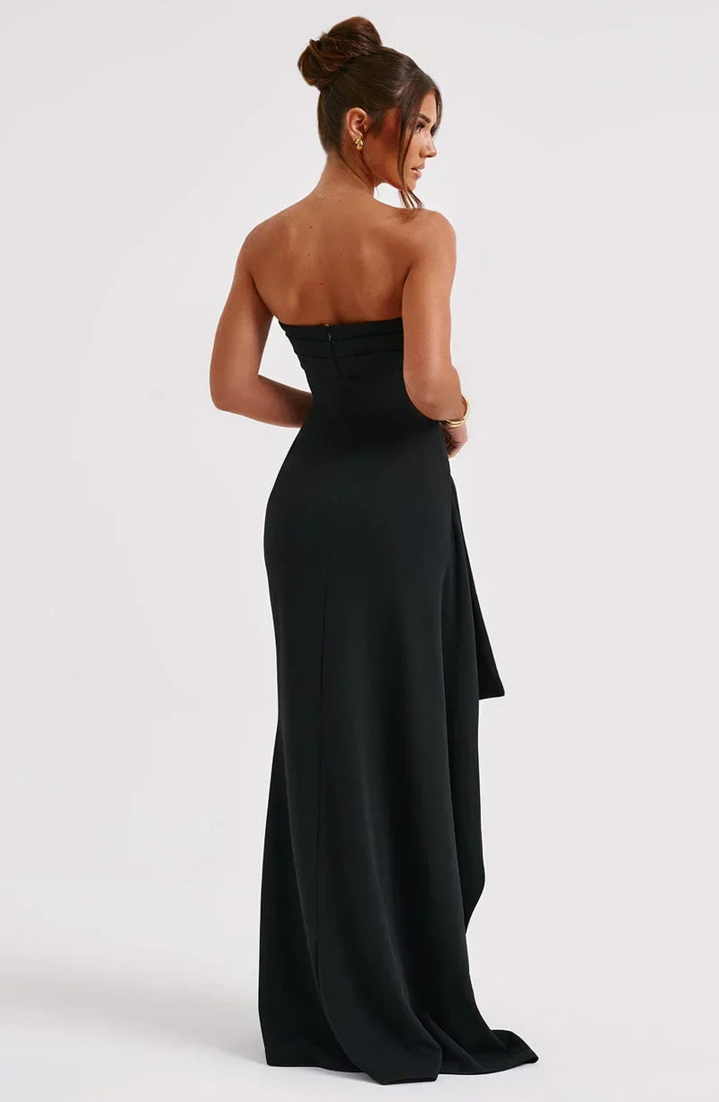 EVENYA | Comfortabele maxi jurk off-shoulders met twistdetail