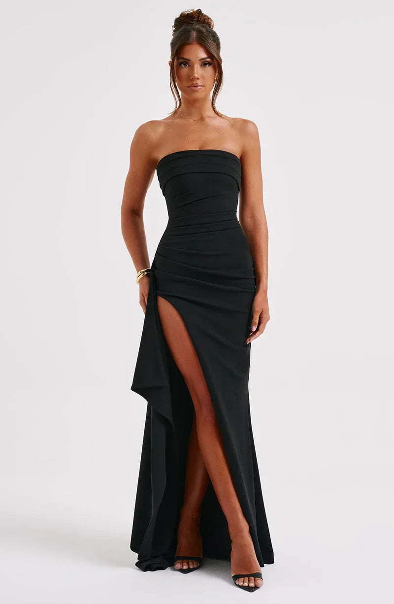 EVENYA | Comfortabele maxi jurk off-shoulders met twistdetail