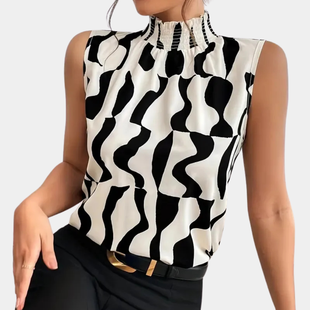 AMARISE | Geraffineerd T-shirt met Hoge Halslijn