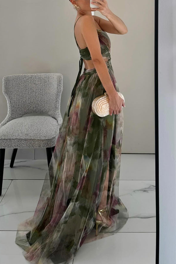 Rosalyn | Maxi Zomerjurk met Bloemenprint en Diepe Halslijn