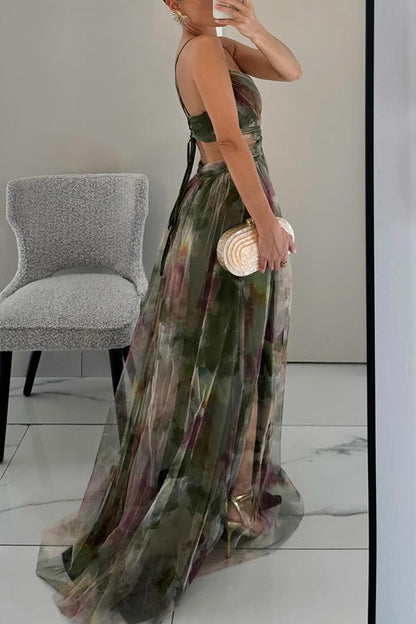 Rosalyn | Maxi Zomerjurk met Bloemenprint en Diepe Halslijn