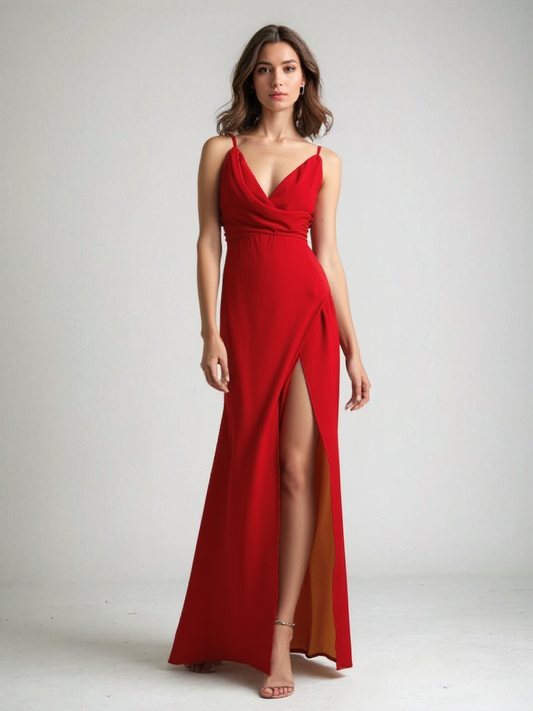Sorella | Elegante Maxi Jurk met Overslag en Hoge Split