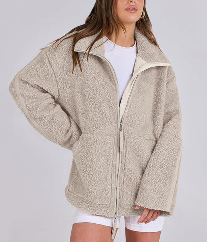 Oversized dames fleece jas | Warme en zachte winterjas van wolblend