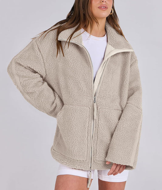 Oversized dames fleece jas | Warme en zachte winterjas van wolblend