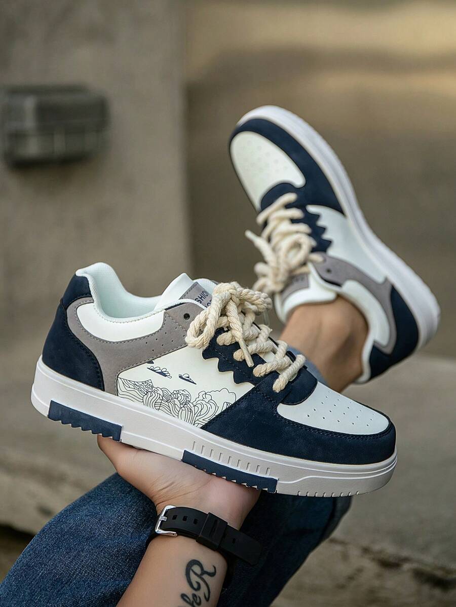 Beige heren sneakers met print – sportief, comfortabel en perfect voor elke dag