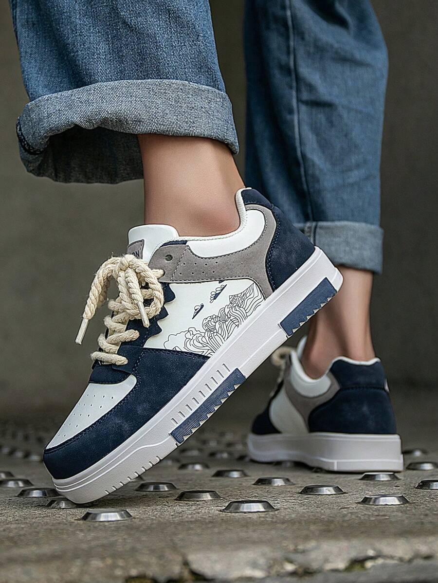 Beige heren sneakers met print – sportief, comfortabel en perfect voor elke dag