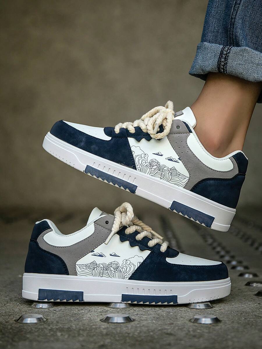 Beige heren sneakers met print – sportief, comfortabel en perfect voor elke dag