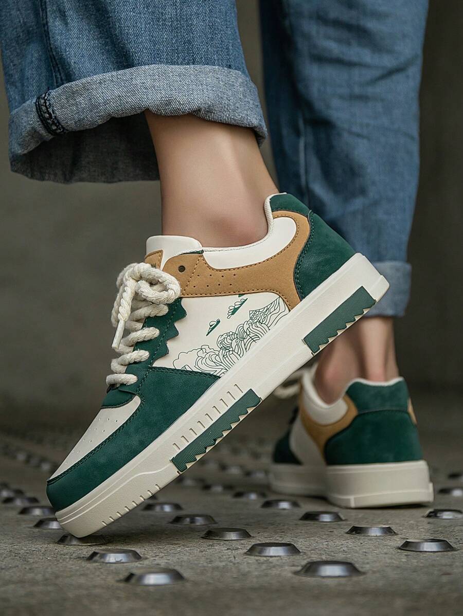 Beige heren sneakers met print – sportief, comfortabel en perfect voor elke dag