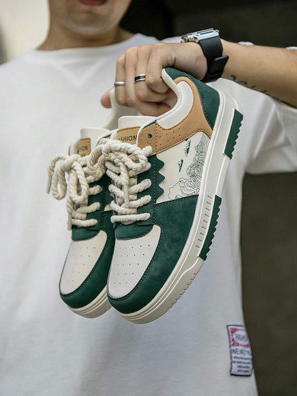 Beige heren sneakers met print – sportief, comfortabel en perfect voor elke dag
