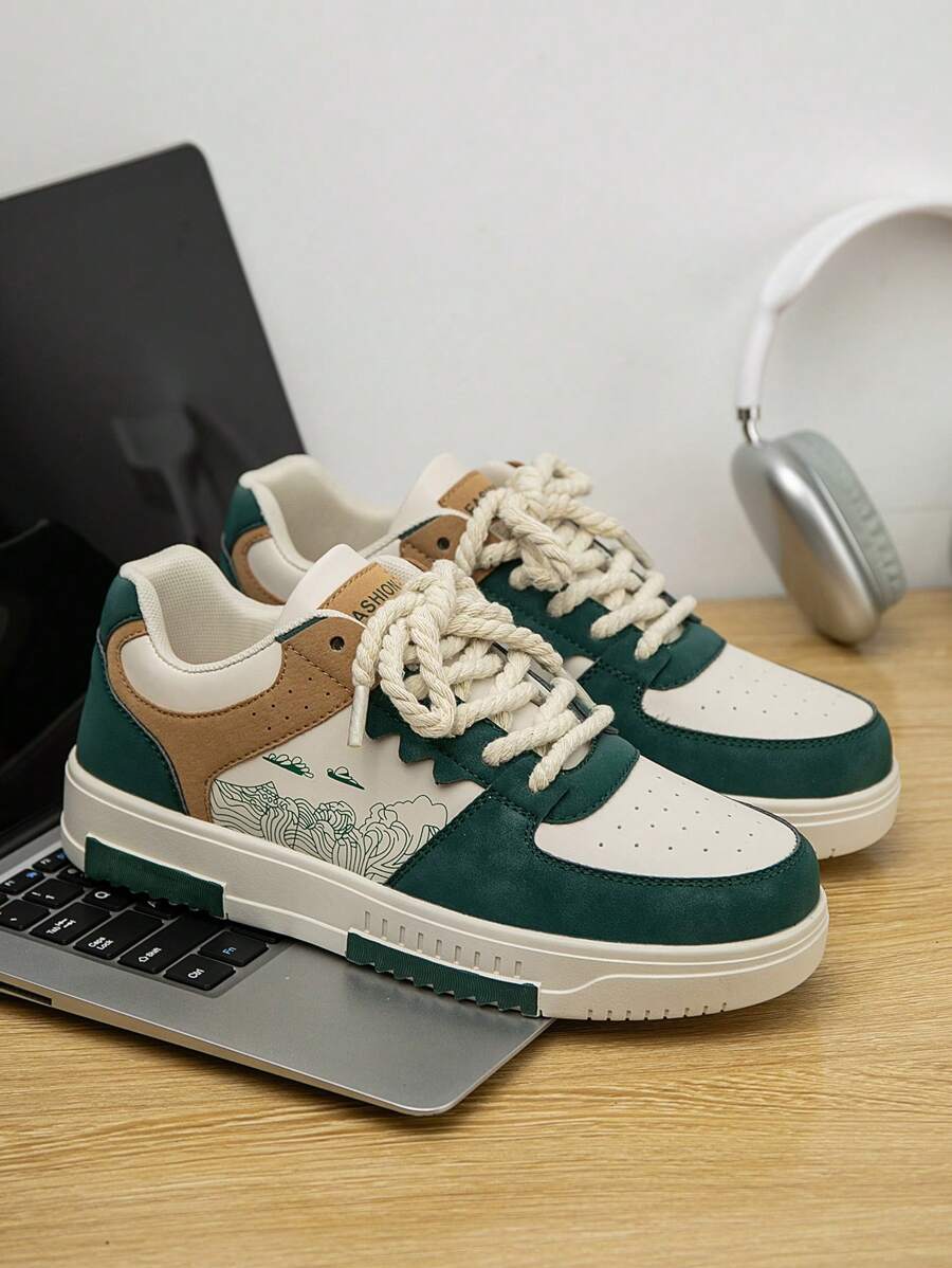 Beige heren sneakers met print – sportief, comfortabel en perfect voor elke dag
