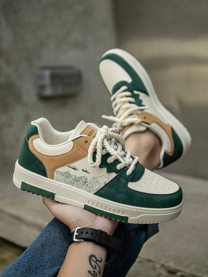 Beige heren sneakers met print – sportief, comfortabel en perfect voor elke dag