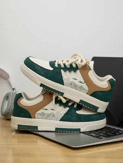 Beige heren sneakers met print – sportief, comfortabel en perfect voor elke dag