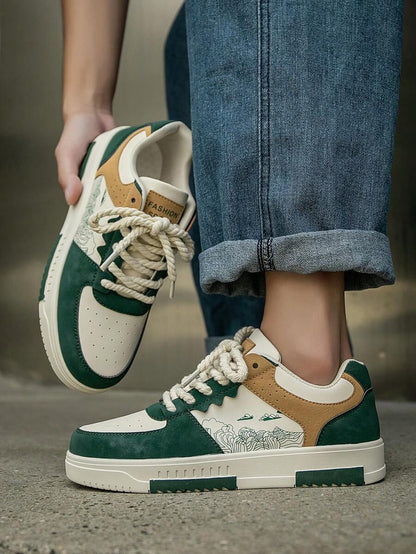 Beige heren sneakers met print – sportief, comfortabel en perfect voor elke dag