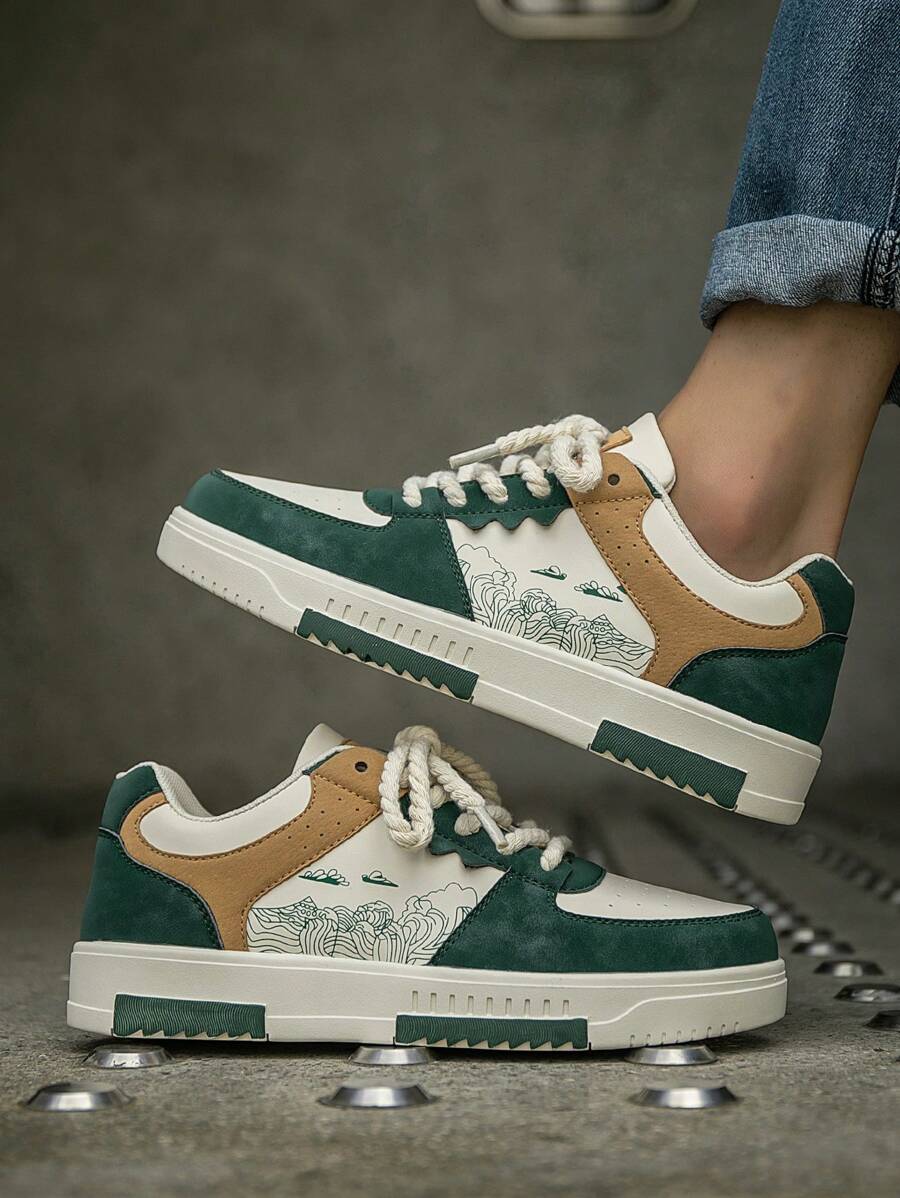 Beige heren sneakers met print – sportief, comfortabel en perfect voor elke dag