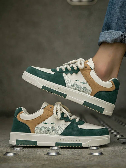 Beige heren sneakers met print – sportief, comfortabel en perfect voor elke dag