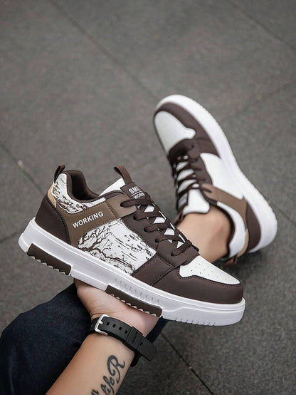 Beige heren sneakers met print – sportief, comfortabel en perfect voor elke dag