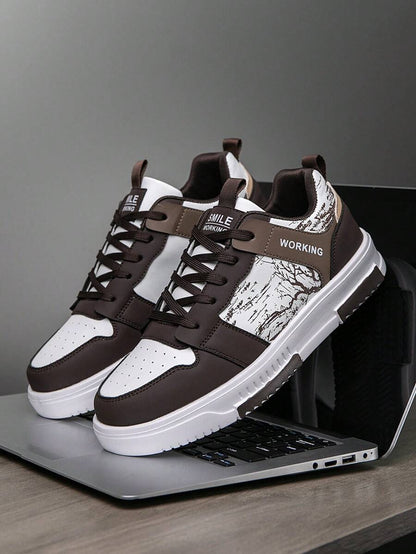 Beige heren sneakers met print – sportief, comfortabel en perfect voor elke dag