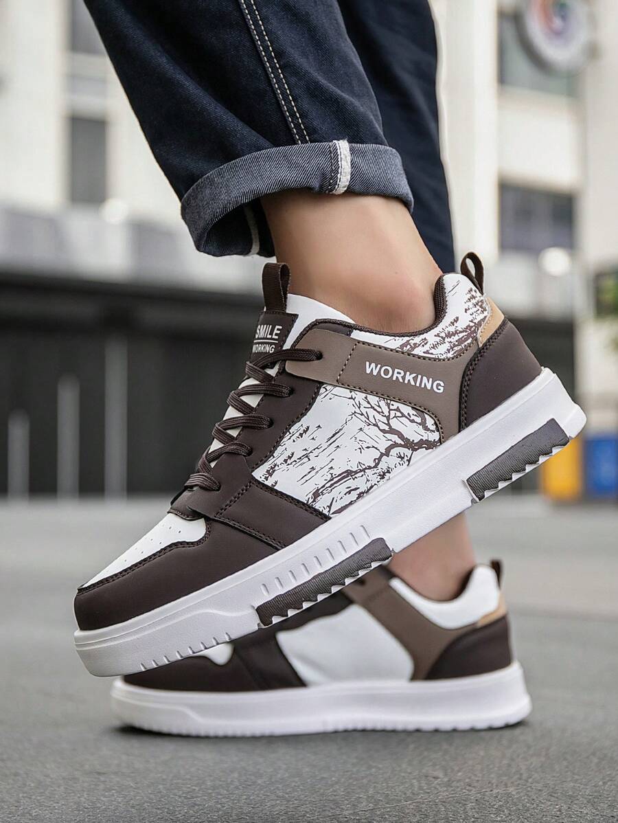 Beige heren sneakers met print – sportief, comfortabel en perfect voor elke dag