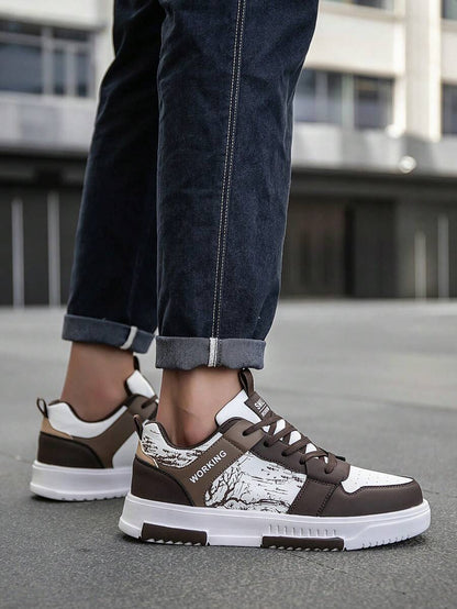 Beige heren sneakers met print – sportief, comfortabel en perfect voor elke dag