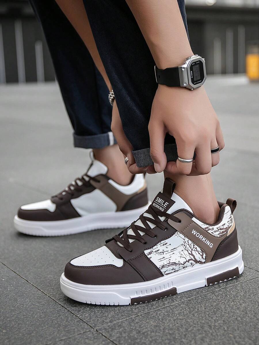 Beige heren sneakers met print – sportief, comfortabel en perfect voor elke dag