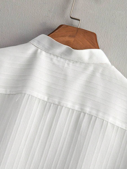Zwart heren co-ord set met opstaande kraag – moderne Japanse stijl met luxe uitstraling