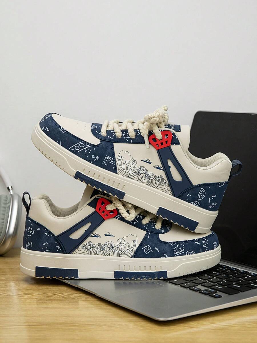 Beige heren sneakers met print – sportief, comfortabel en perfect voor elke dag