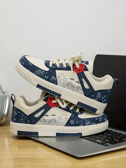 Beige heren sneakers met print – sportief, comfortabel en perfect voor elke dag