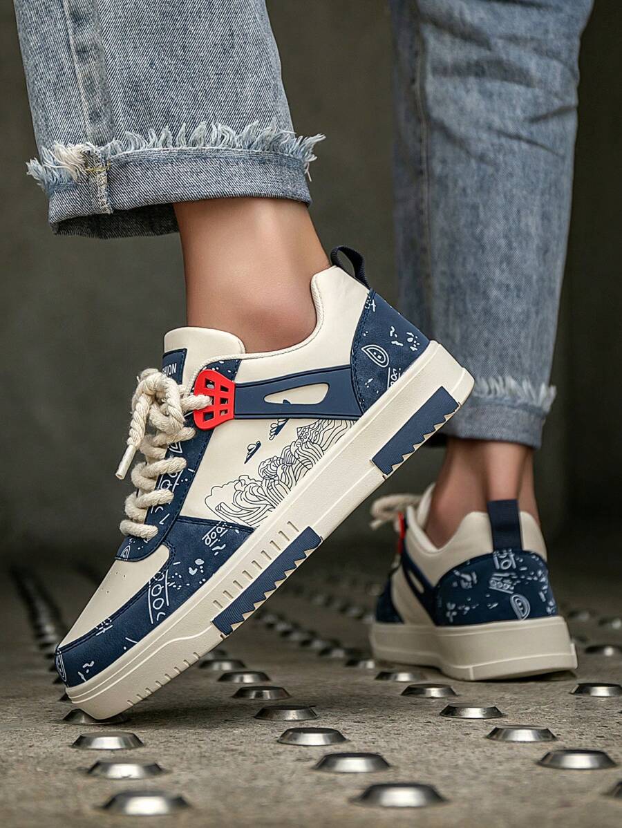 Beige heren sneakers met print – sportief, comfortabel en perfect voor elke dag