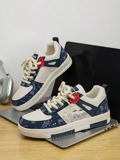 Beige heren sneakers met print – sportief, comfortabel en perfect voor elke dag