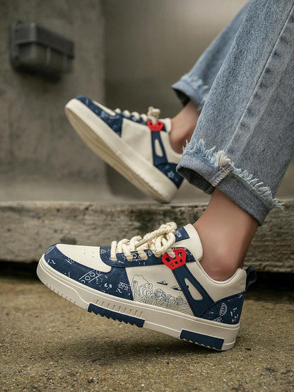 Beige heren sneakers met print – sportief, comfortabel en perfect voor elke dag