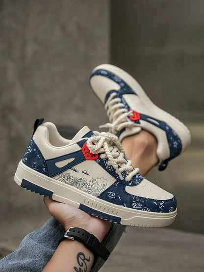 Beige heren sneakers met print – sportief, comfortabel en perfect voor elke dag