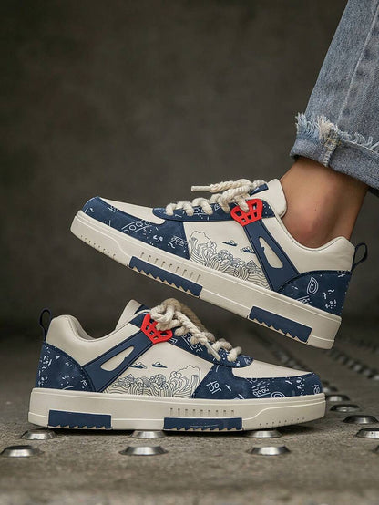 Beige heren sneakers met print – sportief, comfortabel en perfect voor elke dag