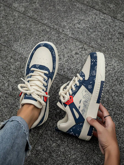 Beige heren sneakers met print – sportief, comfortabel en perfect voor elke dag