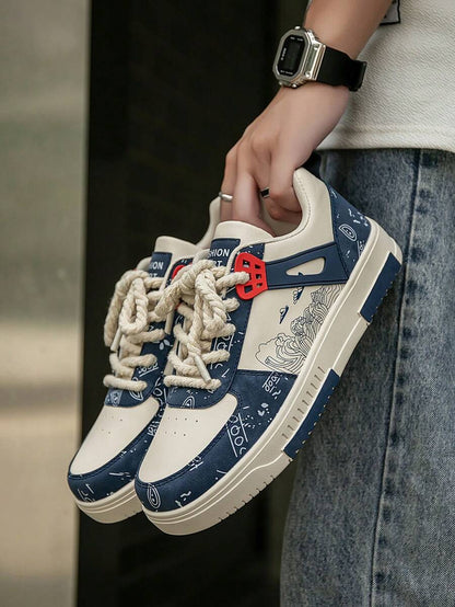 Beige heren sneakers met print – sportief, comfortabel en perfect voor elke dag