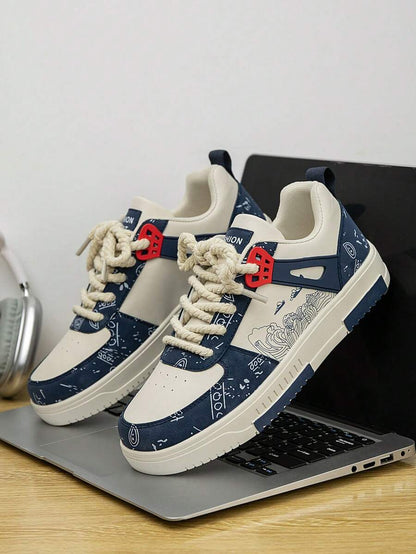 Beige heren sneakers met print – sportief, comfortabel en perfect voor elke dag