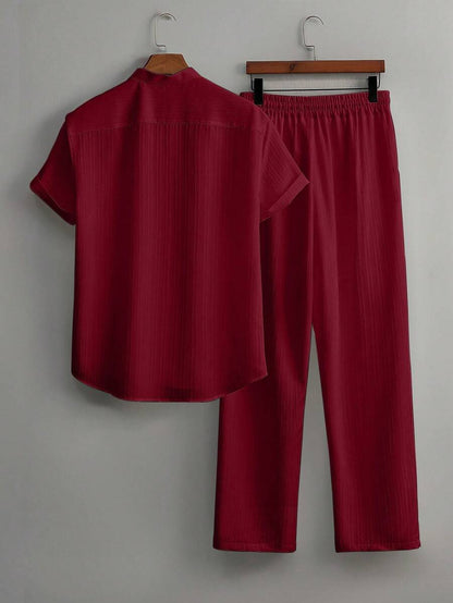 Zwart heren co-ord set met opstaande kraag – moderne Japanse stijl met luxe uitstraling