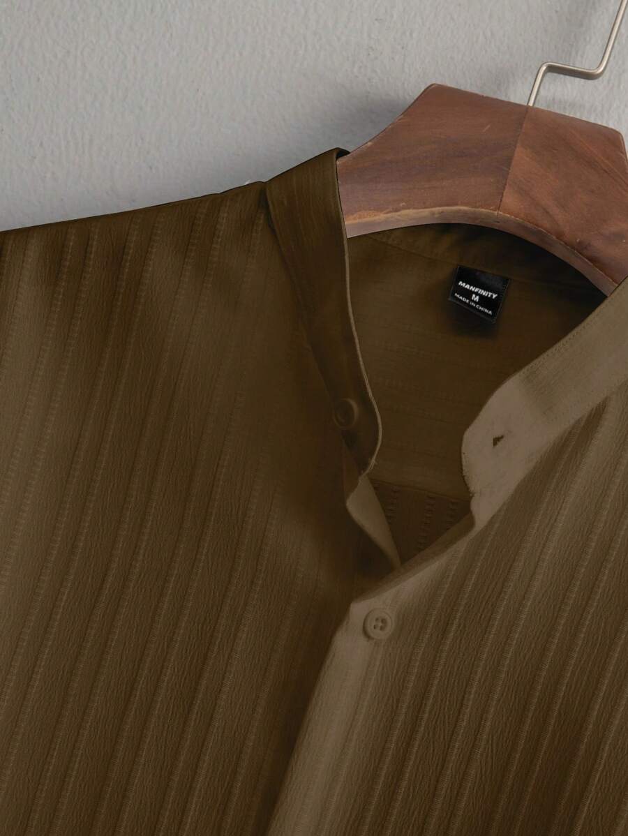 Zwart heren co-ord set met opstaande kraag – moderne Japanse stijl met luxe uitstraling